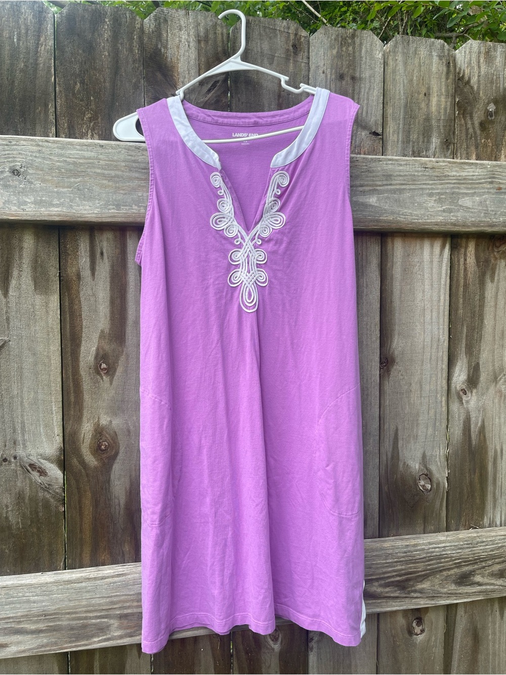 Lands' End Lavender Sleeveless Embroidered Midi Dress